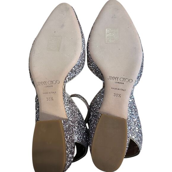 Jimmy Choo Vicky Coarse Glitter Rose Gold Ankle Wrap Ballet Pumps 38.5 - Picture 6 of 10